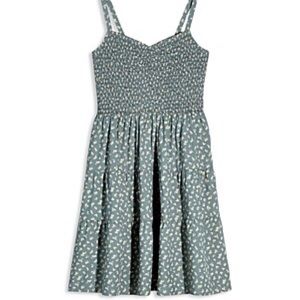 Madewell XXSmall Tucker Tie Mini Dress Architect Green Ditsy Floral Pocke…